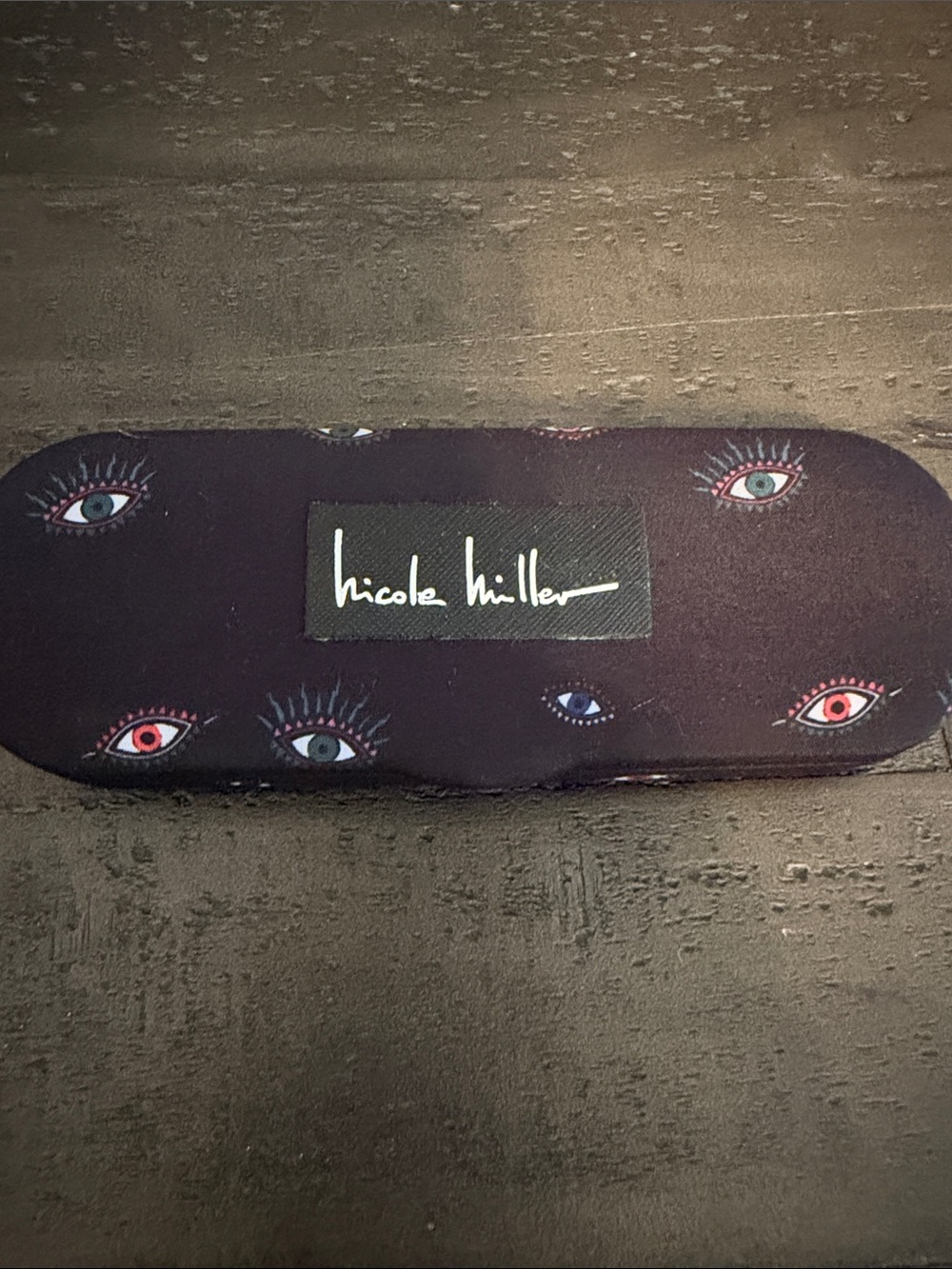 Nicole Miller Black Eyewear Case with Eye Motif